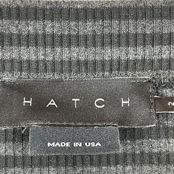 Hatch Maternity Sweater Dress Women's 2 Medium Gray Striped Knit Boat Neck Cozy