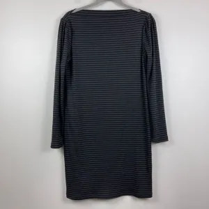 Hatch Maternity Sweater Dress Women's 2 Medium Gray Striped Knit Boat Neck Cozy