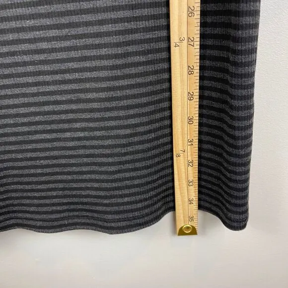 Hatch Maternity Sweater Dress Women's 2 Medium Gray Striped Knit Boat Neck Cozy