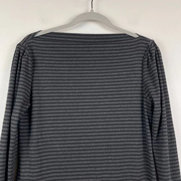 Hatch Maternity Sweater Dress Women's 2 Medium Gray Striped Knit Boat Neck Cozy