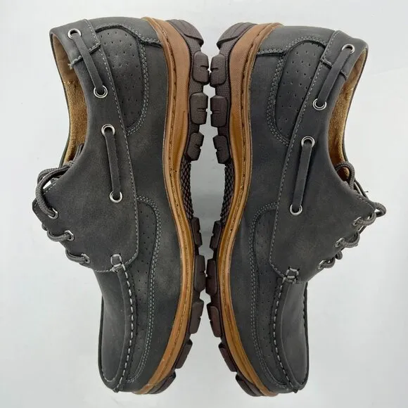 Hawke &amp; Co Mens Dark Gray Lace Up Round Toe Low Top Size 10.5 Boat Shoes