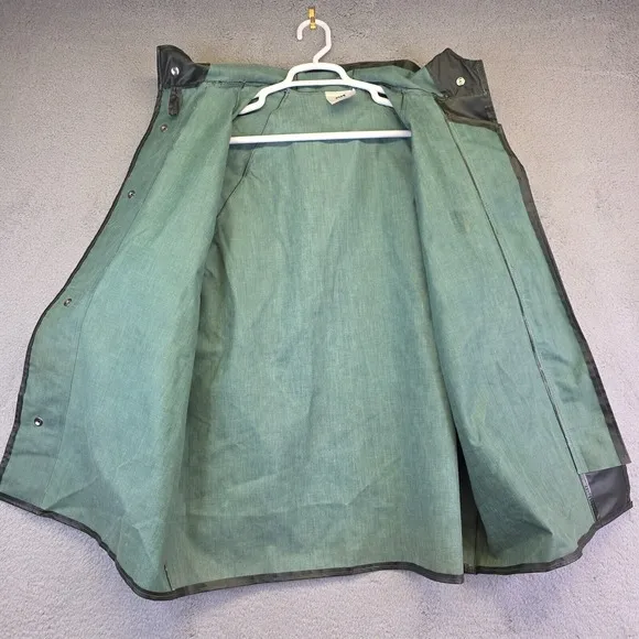Helly Hansen Rain Coat Men L Green Hooded Waterproof Outdoor Jacket Fishing Boat