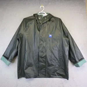 Helly Hansen Rain Coat Men L Green Hooded Waterproof Outdoor Jacket Fishing Boat
