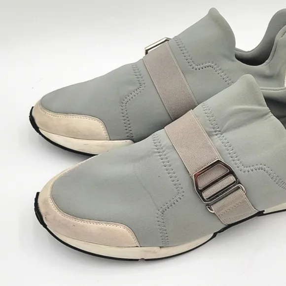 HERMES NEOPRENE &amp; LEATHER COLOR BLOCK SLIP ON SHOES