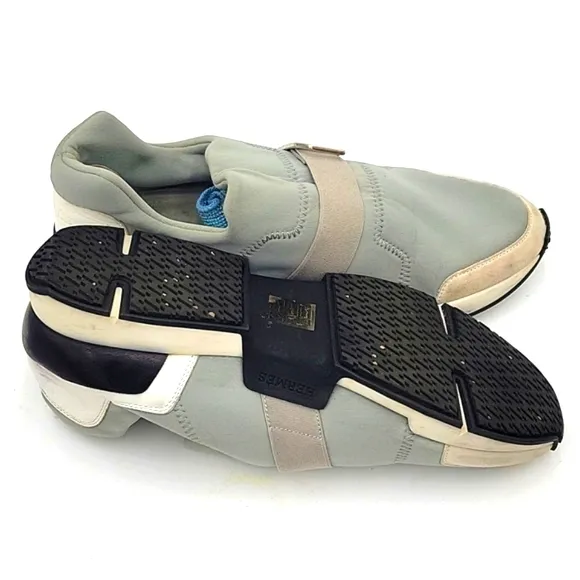 HERMES NEOPRENE &amp; LEATHER COLOR BLOCK SLIP ON SHOES