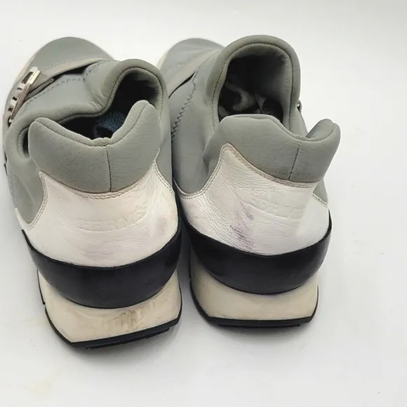 HERMES NEOPRENE &amp; LEATHER COLOR BLOCK SLIP ON SHOES