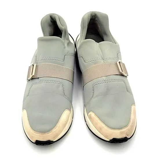 HERMES NEOPRENE &amp; LEATHER COLOR BLOCK SLIP ON SHOES