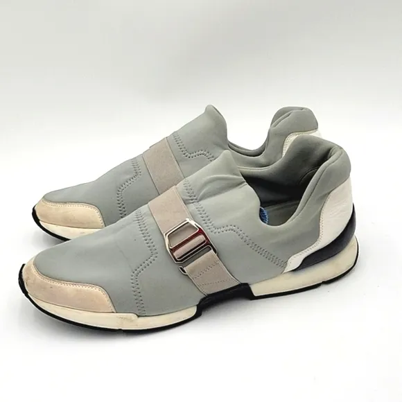 HERMES NEOPRENE &amp; LEATHER COLOR BLOCK SLIP ON SHOES