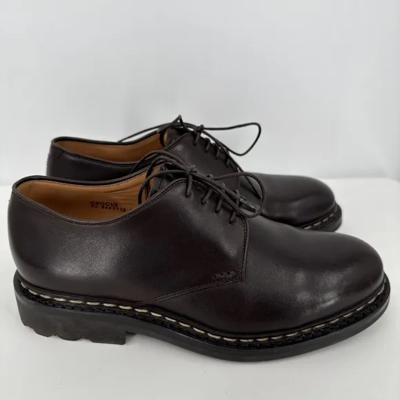 Heschung Crocus Men's Size 5.5 Brown Leather Lace Up Plain Toe Dress Derby Boots