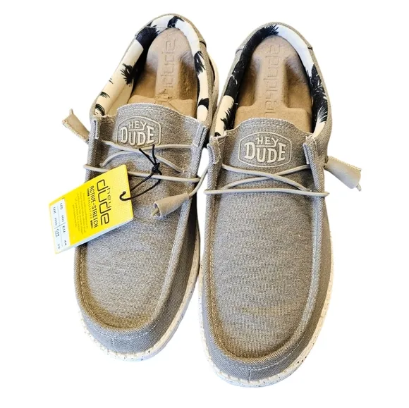 Hey Dude Wally Stretch Canvas Beige Slip-On Casual Shoes NEW