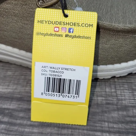 Hey Dude Wally Stretch Tobacco Mens Shoes L Slip On Casual NEW