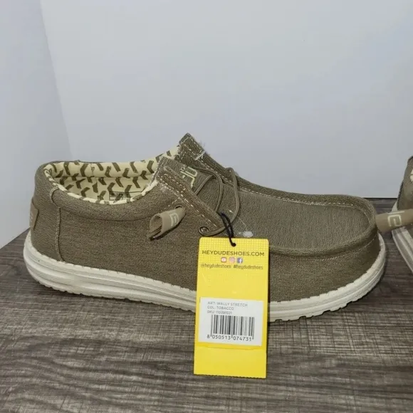 Hey Dude Wally Stretch Tobacco Mens Shoes L Slip On Casual NEW