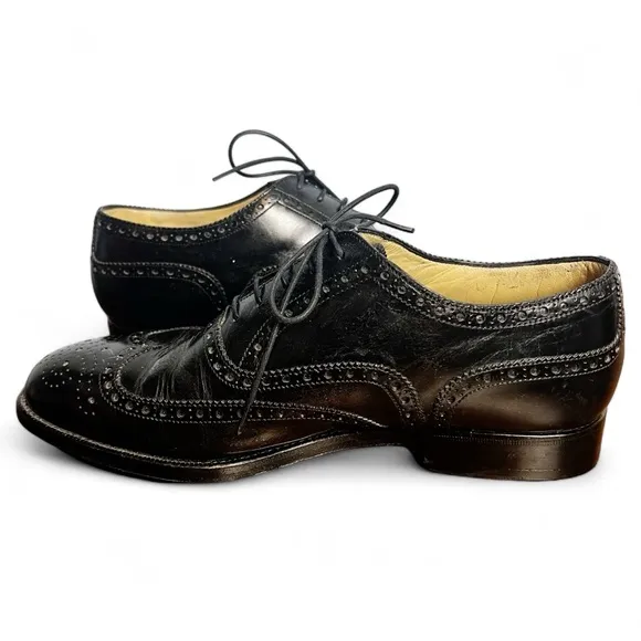 Hickey Freeman - Men’s Black Leather Wingtip Oxford Dress Shoes Wide‎ - 8 EEE