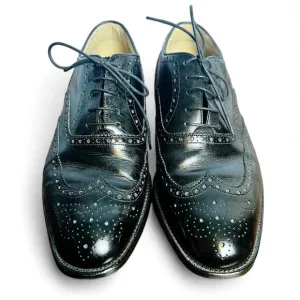 Hickey Freeman - Men’s Black Leather Wingtip Oxford Dress Shoes Wide‎ - 8 EEE