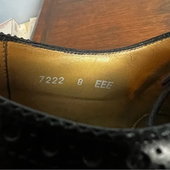 Hickey Freeman - Men’s Black Leather Wingtip Oxford Dress Shoes Wide‎ - 8 EEE