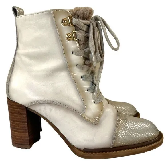 Hispanitas Janeth Cream CapToe Victorian Ankle Boots