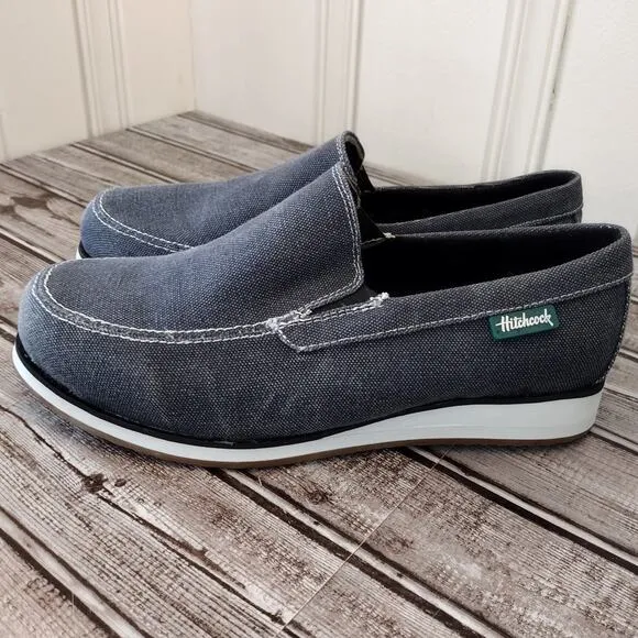 Hitchcock NEW Yoshi Canvas Slip-On Loafer Boat Shoes in Denim Men's 7.5 8E Wide