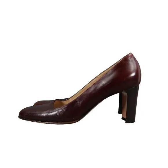 Hobbs Shoes Women 40 Pumps Classic Chunky Heel Fashion Leather Brown Formal Chic