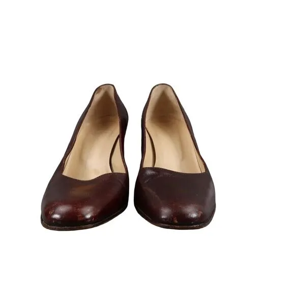 Hobbs Shoes Women 40 Pumps Classic Chunky Heel Fashion Leather Brown Formal Chic