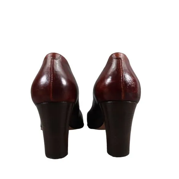 Hobbs Shoes Women 40 Pumps Classic Chunky Heel Fashion Leather Brown Formal Chic