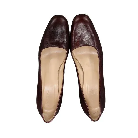 Hobbs Shoes Women 40 Pumps Classic Chunky Heel Fashion Leather Brown Formal Chic