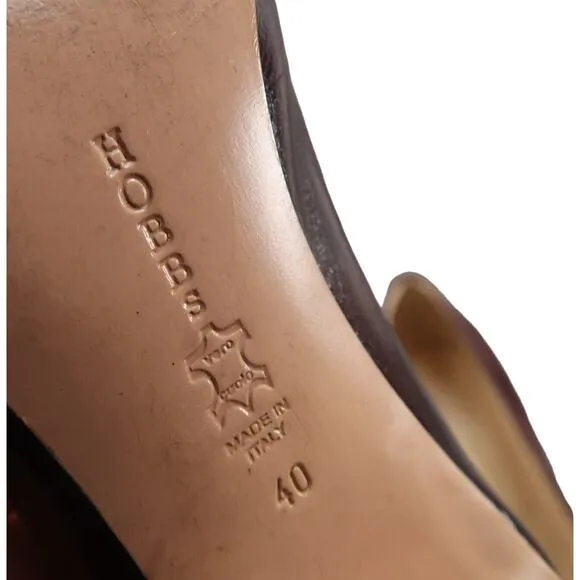 Hobbs Shoes Women 40 Pumps Classic Chunky Heel Fashion Leather Brown Formal Chic