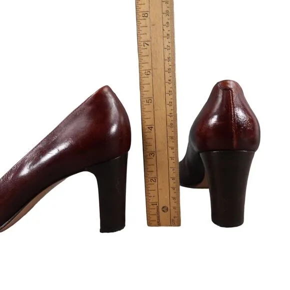 Hobbs Shoes Women 40 Pumps Classic Chunky Heel Fashion Leather Brown Formal Chic