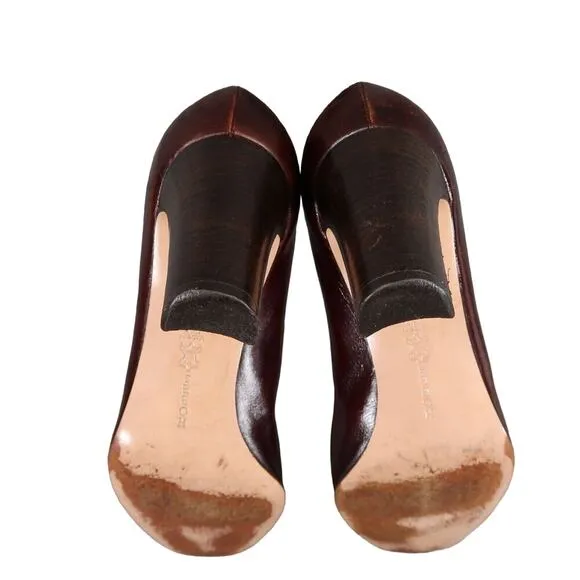 Hobbs Shoes Women 40 Pumps Classic Chunky Heel Fashion Leather Brown Formal Chic