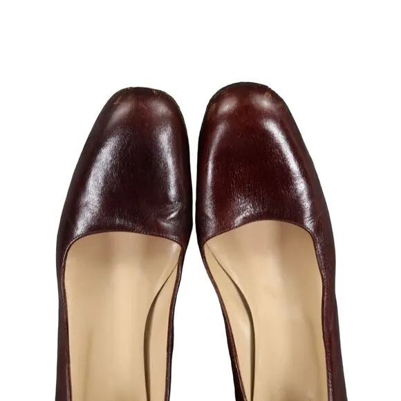 Hobbs Shoes Women 40 Pumps Classic Chunky Heel Fashion Leather Brown Formal Chic