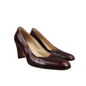 Hobbs Shoes Women 40 Pumps Classic Chunky Heel Fashion Leather Brown Formal Chic