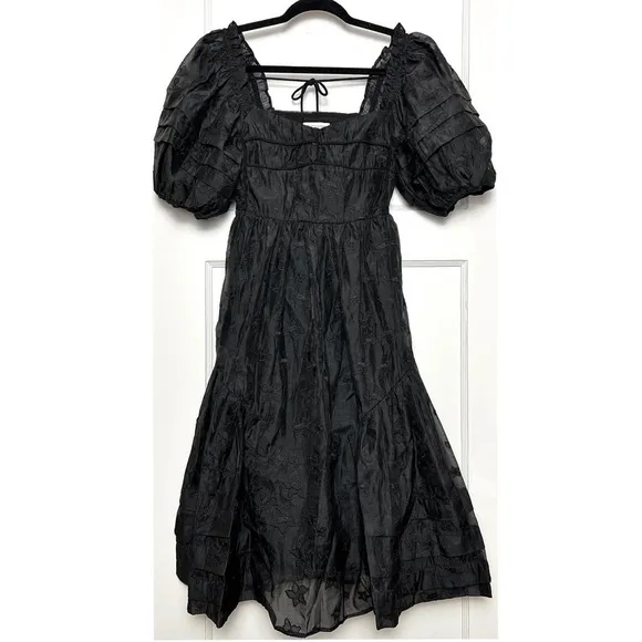 HOFMANN COPENHAGEN Floral Embroidered Puff Short Sleeve Babydoll Mini Dress 2