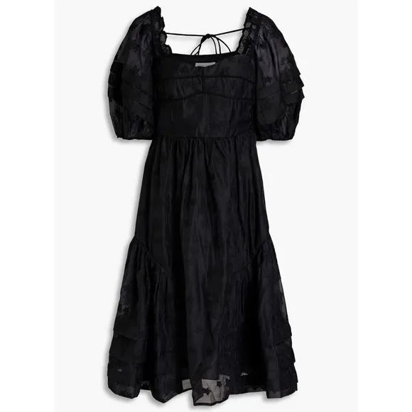 HOFMANN COPENHAGEN Floral Embroidered Puff Short Sleeve Babydoll Mini Dress 2
