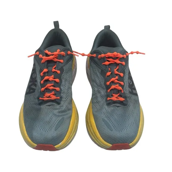 Hoka Men's Gray and Yellow Running Shoes MEN'S EVERYDAY RUNNINGBondi 8 Sz 9.2E