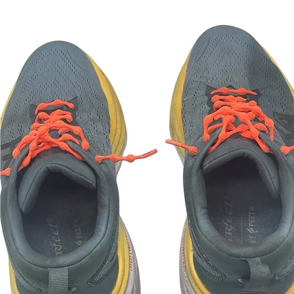 Hoka Men's Gray and Yellow Running Shoes MEN'S EVERYDAY RUNNINGBondi 8 Sz 9.2E