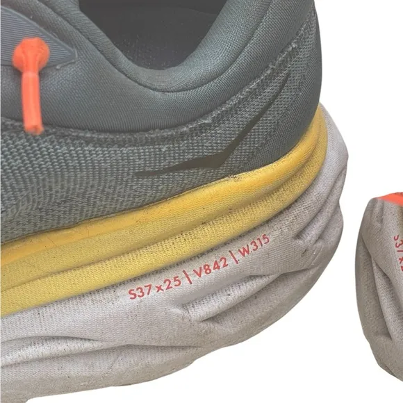 Hoka Men's Gray and Yellow Running Shoes MEN'S EVERYDAY RUNNINGBondi 8 Sz 9.2E