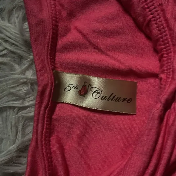 Hot pink and denim strapless dress