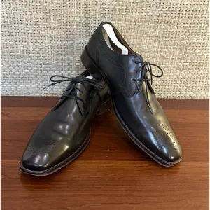 🌟HP🌟Johnston &amp; Murphy Black Leather Boydstun Medallion Plain Derby 11.5