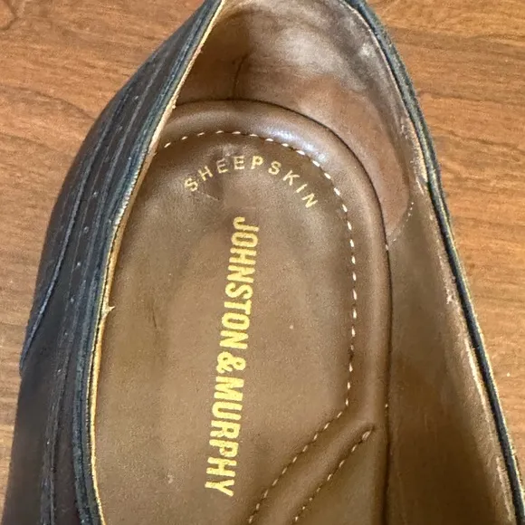 🌟HP🌟Johnston &amp; Murphy Black Leather Boydstun Medallion Plain Derby 11.5