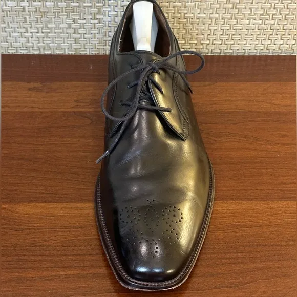 🌟HP🌟Johnston &amp; Murphy Black Leather Boydstun Medallion Plain Derby 11.5