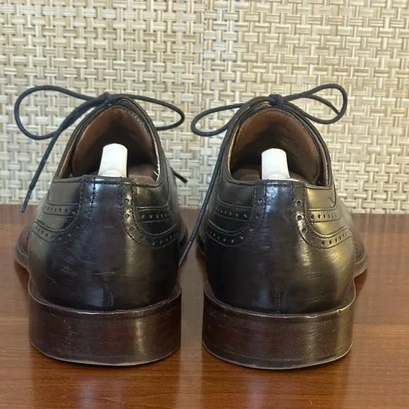 🌟HP🌟Johnston &amp; Murphy Black Leather Boydstun Medallion Plain Derby 11.5