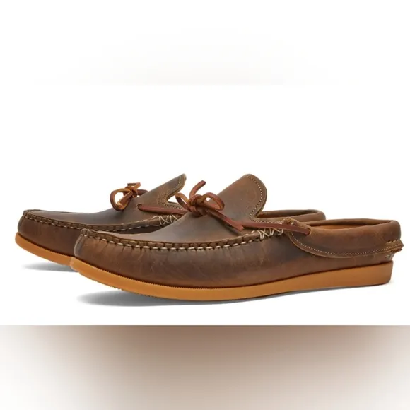 Huckberry EasyMoc Slip On Boat Shoes Honey Vibram Cow Leather Size 11 Maine USA