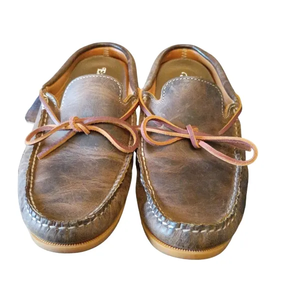 Huckberry EasyMoc Slip On Boat Shoes Honey Vibram Cow Leather Size 11 Maine USA
