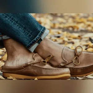 Huckberry EasyMoc Slip On Boat Shoes Honey Vibram Cow Leather Size 11 Maine USA