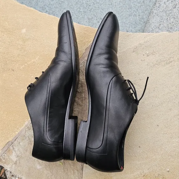HUGO Boss Men's Appeal_oxfr_bu Oxford Flat Black Leather Dress Shoes  12