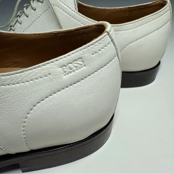 Hugo Boss ‘Ringhio’ apron toe derby dress shoe, white, size 8.5