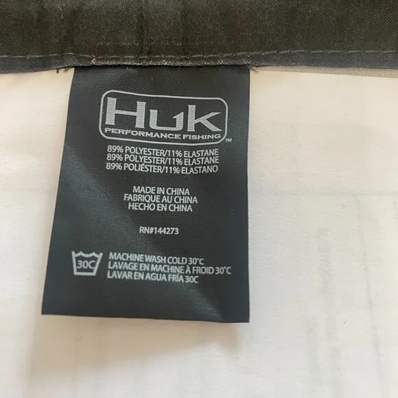 HUK Performance Pursuit Running Lakes Gray Camo Fishing 6&quot; Shorts Men's Size XXL