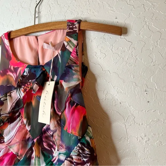 Hutch Design Dress Cecilia Waterfall Maxi Dress Pink Halter Neckline | XS