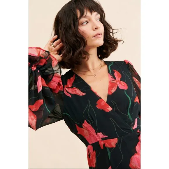 HUTCH Valentina Maxi Dress-Black/Red Size S