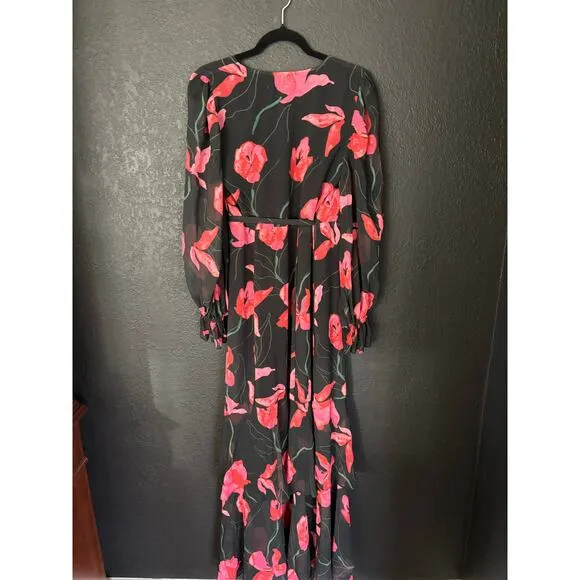HUTCH Valentina Maxi Dress-Black/Red Size S