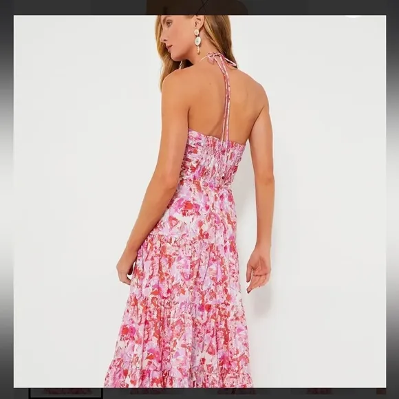 HYACINTH HOUSE Fuschia Brushstrokes Aurora Midi Dress